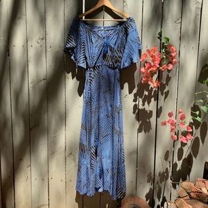 Blue Pattern Bohemian Boho Maxi Dress